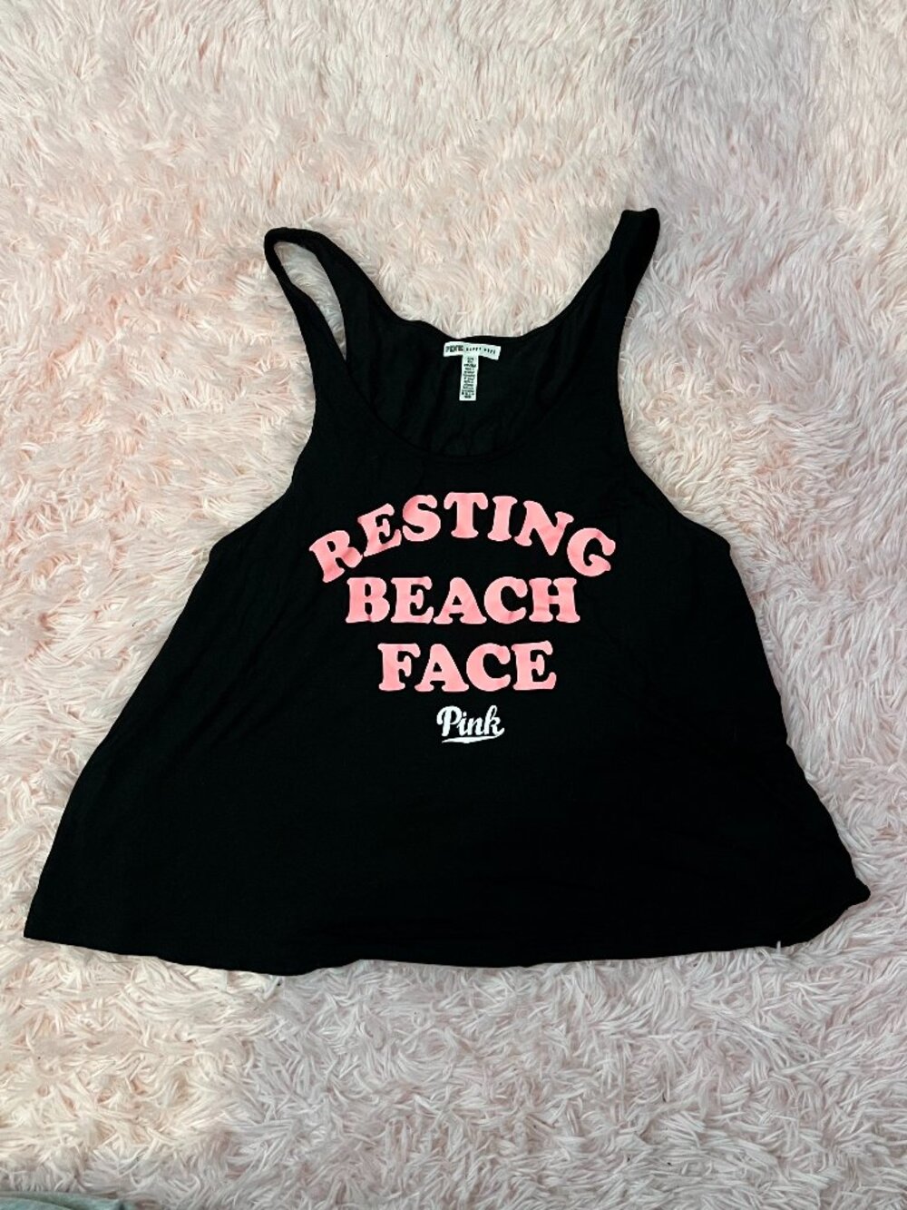Victoria's Secret Pink Resting Beach Face Racerback Tank Top